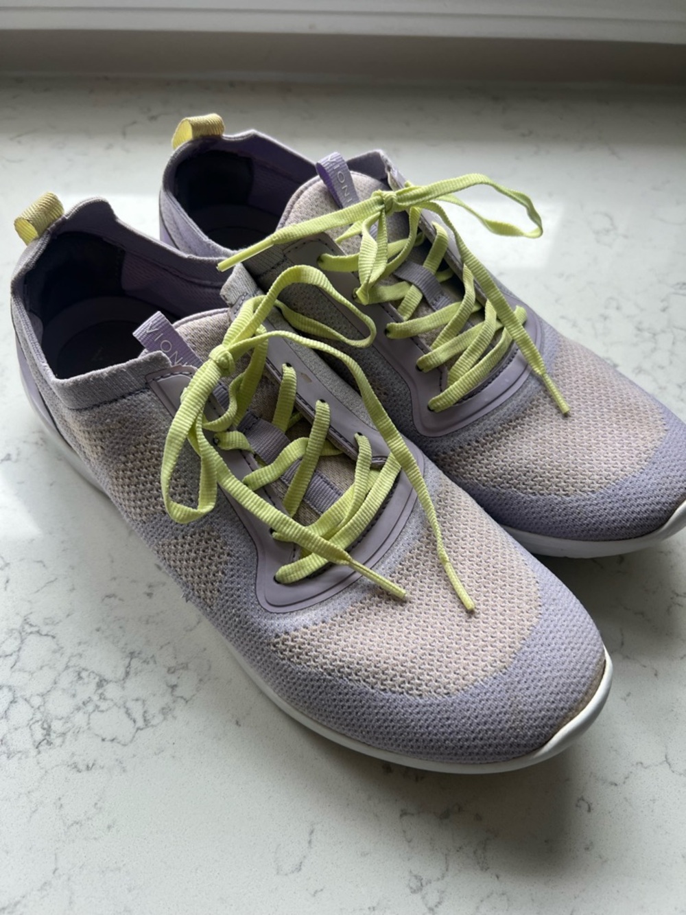 Vionic Women's Lavender Knit Sneakers with Lime Laces